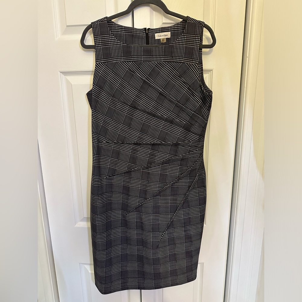 Calvin Klein plaid ruched shift dress, size 12